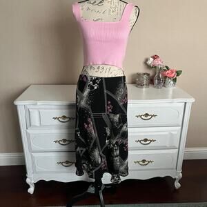 Y2k abstract print midi skirt